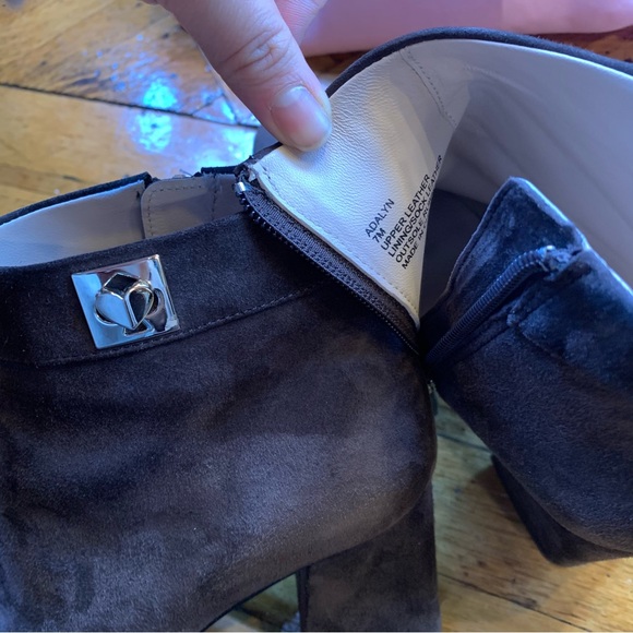 Kate spade New York adalyn ankle boots brown suede round toe chunky block heel - Picture 4 of 6